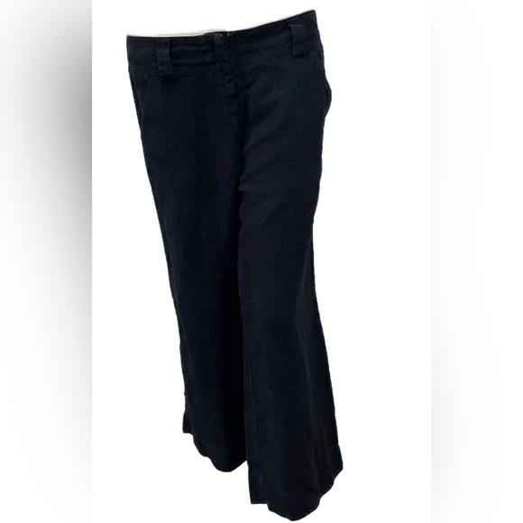 Neesh By D.A.R. Anthropologie LITHUANIAN LINEN Pants Women’s M Black Wide Leg - Picture 2 of 11